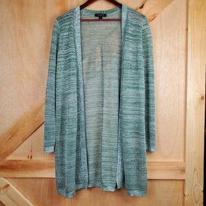 ANN TAYLOR Petite Open Front Knit Cardigan Sweater Green LP